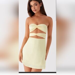 Satiny yellow mini dress